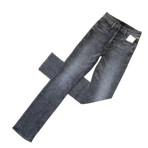 NWT Mother The Pixie Dazzler Skimp in Train Stops Acid Stretch Crop Jeans 24 Black