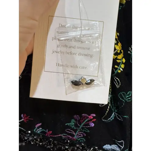 Mac Duggal 79379 Embroidered Illusion Puff Sleeve Column Gown Size 12 Floral