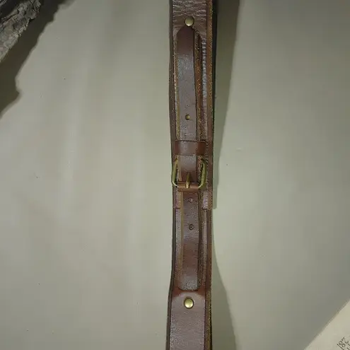 Leather Belt Ann Taylor Loft Brown Brass Buckle Size 36 Medium Genuine Leather