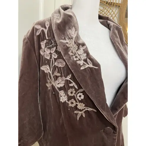 Karen Kane Silk Blend Velvet Embellished Cottagecore Jacket Boho Glam Whimsy M?