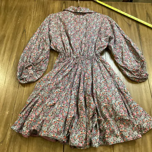 Tish Cox cotton Merry & Me Floral Cinched Waist Fit Flare Mini Dress Red Fall XS