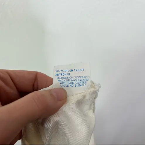 Vintage Lace Trim Silky Slip Skirt Ivory S