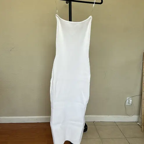 House Of CB House‎ of CB Oriana WHITE RIBBED KNIT STRAPLESS MIDI DRESS NWOT size L
