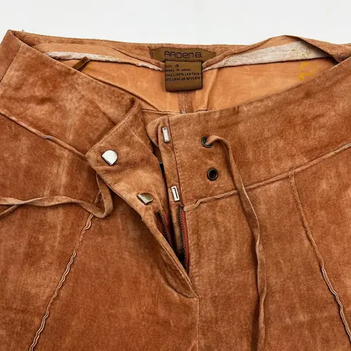 Arden B . Suede Leather Split Flare Pants Whipstitch Details Boho Y2K