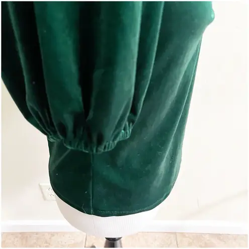 Rachel Roy Green Velvet Puff Sleeve Blouse Size Medium Sweetheart Neckline
