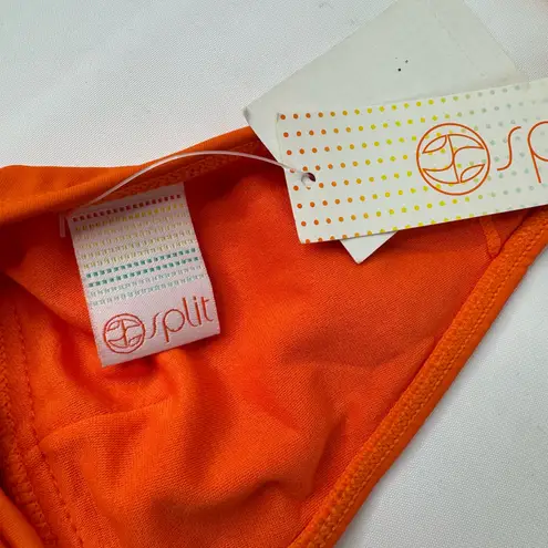 Split Orange Disco Halter Bikini Top Size XS NWT