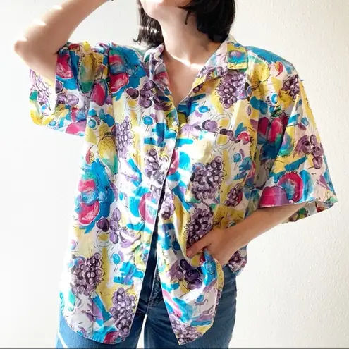 Cherokee Vintage 90s novelty fruit print‎ button up