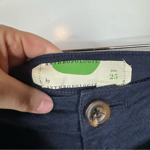 Anthropologie  Linen Blend Navy Belted Wide Leg Pants Size 25 thumbnail 4