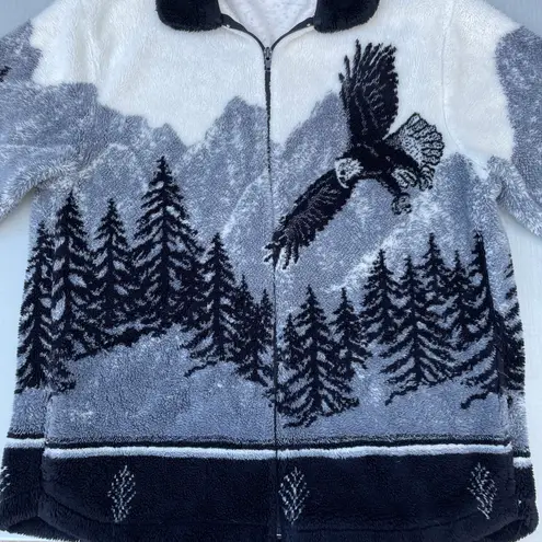 Black Diamond Vintage 90s  Eagle Black & White Zip Up Fleece Sweater