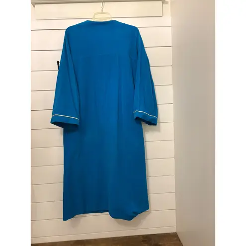 Vanity Fair Vintage Robe Womens Medium Blue Full Zip Lounger Housecoat Vintage
