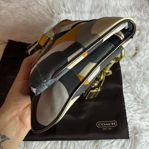 Coach y2k  Kisslock Amanda Graphic Op Art Fold Over Clutch Satin Shoulder Bag