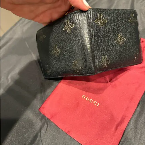 GUCCI Animalier Bee Star Bifold Compact Wallet Black