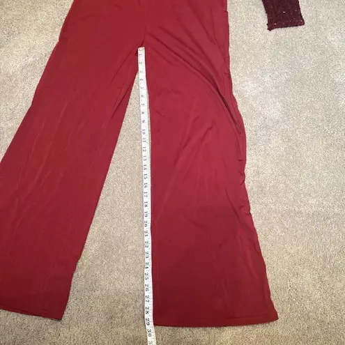 Women’s Burgundy Wide Leg Jumpsuit with Sequins Size 2XL NWOT Red