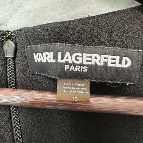 Karl Lagerfeld Paris Sleeveless Black Sheath Dress Size 10 Career Cocktail LBD
