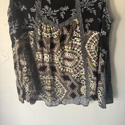 Westbound Womens XL Tank Top Black White Brown Bohemian Whimsigoth Grunge