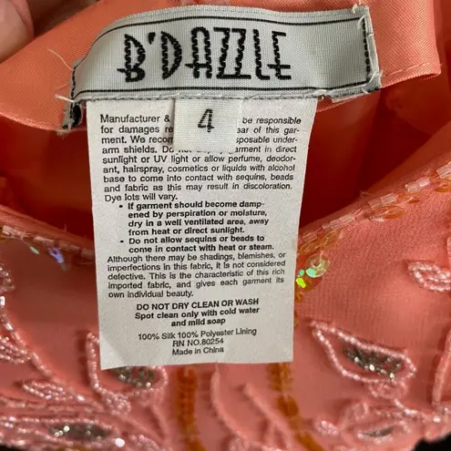 Ethereal Fairy Coquette Floral Beaded Silk Mermaid Long Formal Prom Dress Gown S Pink