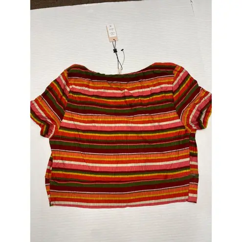 BCBGMAXAZRIA BCBGeneration vibrant stripes scoop neck crop soft jersey knit large  (b4)