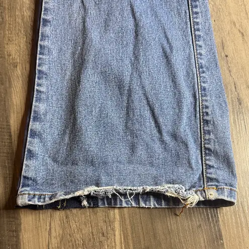 Trendy Blue Flare Jeans with Yellow Stripe Size undefined