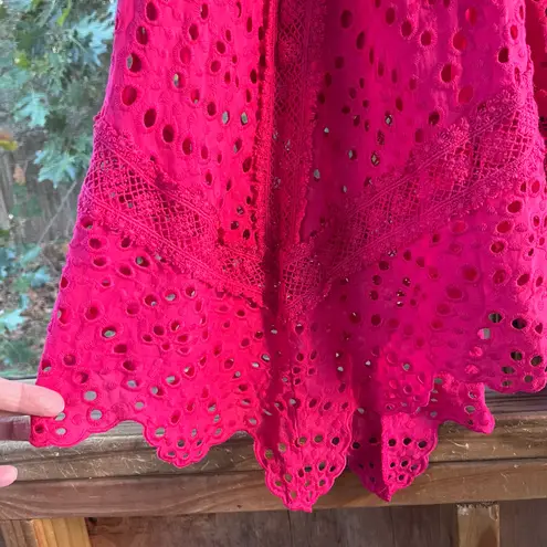 Chelsea & Theodore Women's Hot Pink Eyelet Pull On Skirt Size S. NEW