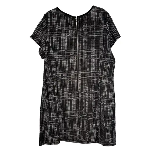 Sharagano Woman 22W Black Gray Plaid Dress A-Line Career Casual Zip Pockets