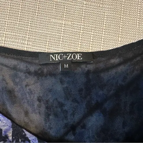 Nic+Zoe Geometric Abstract Pattern Twist Dress Size MED Blue Black