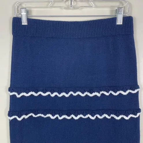 Modcloth  Navy Blue and White High Waisted Pull On Crochet Is The Way Maxi Skirt