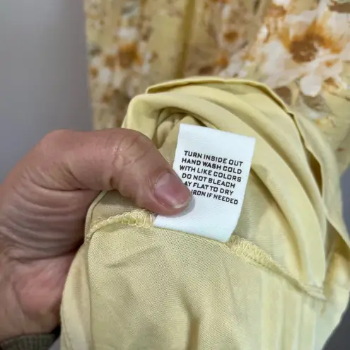 By the River Yellow Floral Midi Dress Tie Strap Sundress Cottagecore Size Large