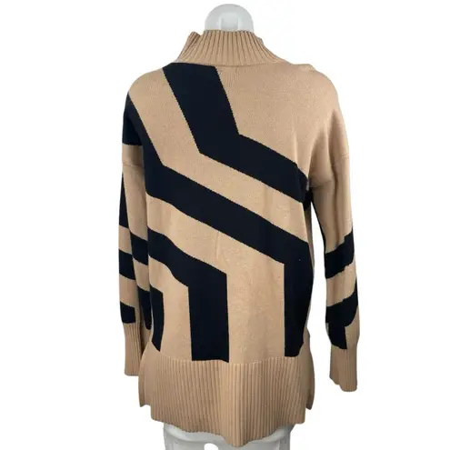River Island Tan Black Colorblock Knit Long Sleeve Turtleneck Sweater Top Size S - Image 3