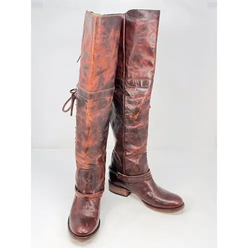Union Of Angels Womens Boots Brown Leather Over The Knee Zip Lace Up Tall US 6