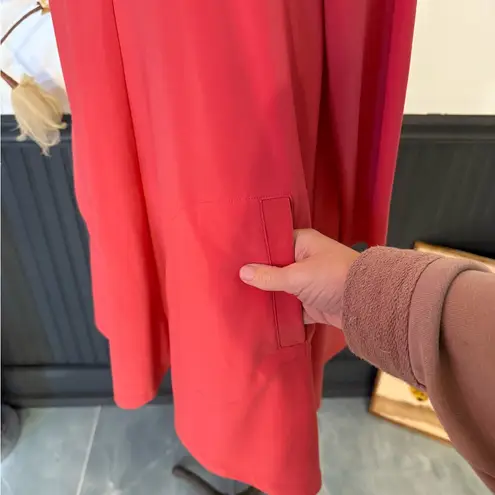 Sun Kim Womens Coral Pink V Neck Tunic Top ~ Size Small 💚🍄