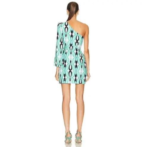 PatBO Twist One Shoulder Mini Dress in Piscene Blue 2 New Womens Cocktail