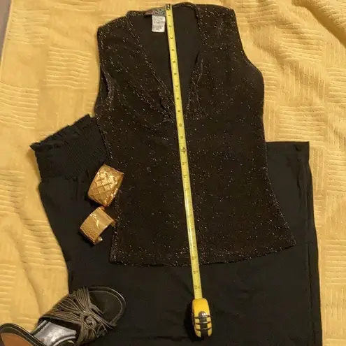 Eye Candy size small versatile gold and black sleeveless stretchy top EUC