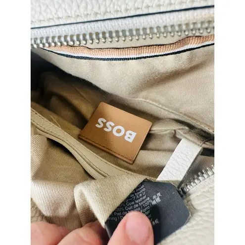 BOSS White Zipper Up Zip Pockets Adjustable Strap Handbag Crossbody Bag