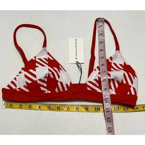Solid & Striped The Morgan Scoop Neck Bikini Top In Lipstick Red Gingham Large