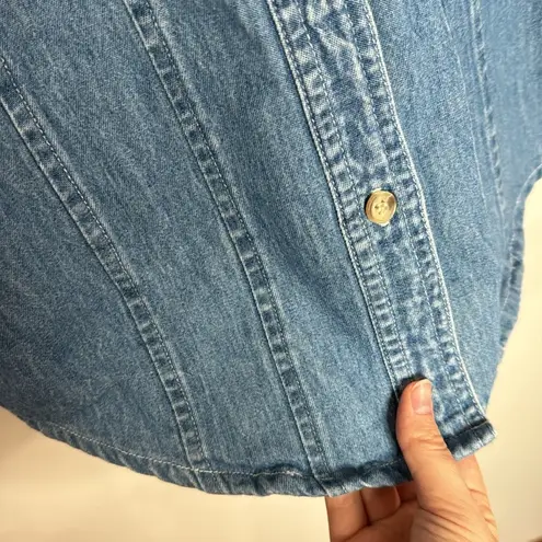 Bill Blass Jean denim embroidered Button Down Shirt size S