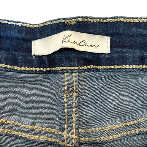 KanCan High Waisted Jeans Shorts Frayed Hem Womens Size 11 Blue