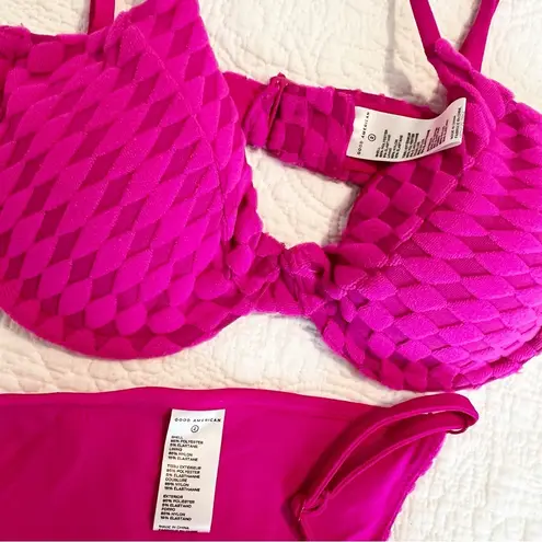 Good American  Pink Jacquard Bikini Set Demi Cup Size 2 Medium M NWT