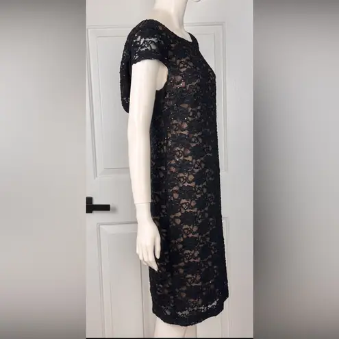 Connected Apparel  Black Lace Midi Dress Size 8
