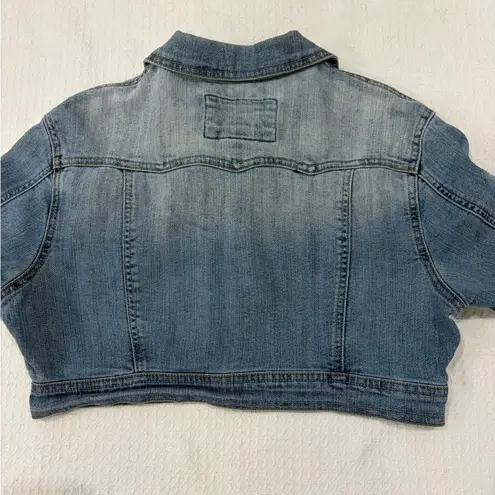 Star Jeans Y2K 90’s Faded Blue Denim Retro Cropped Jean Jacket Size Medium