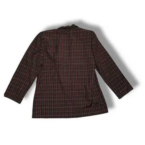 Vintage Christy Girl Blazer 12 tartan Plaid Single Button 90s green wine