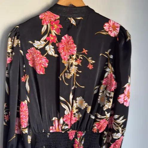 MISA Los Angeles Misa Iyana Floral Tie-Neck Smocked Waist Mini Dress XS