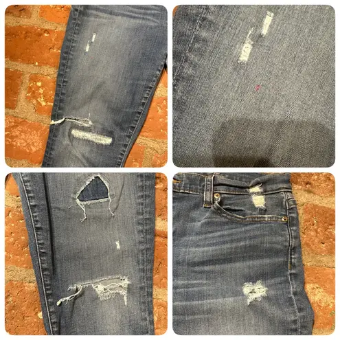 J.Crew  Toothpick Skinny Denim Jeans Women's 32 Blue Low Rise Distressed