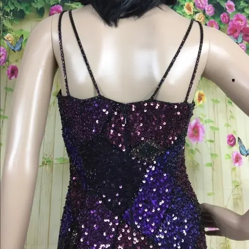 OLEG CASSINI Gatsby Style Beaded Silk Dress Size 4 Black
