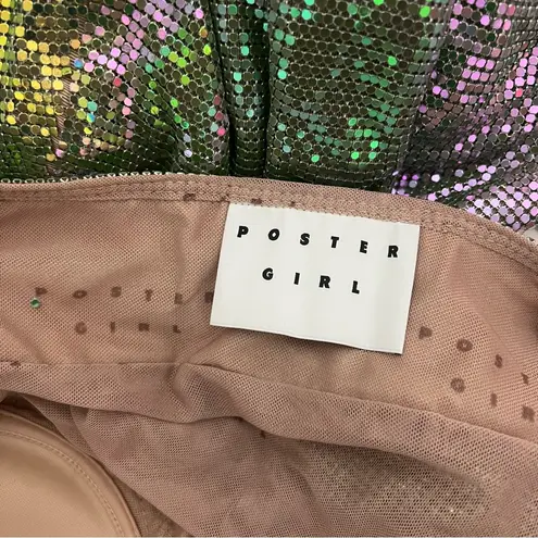 Poster Girl NEW NWT Benny Metallic Chainmail Dress Ultra Serpentine Green Blue