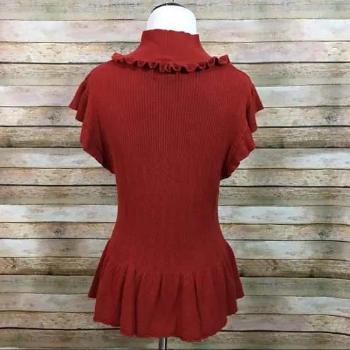Torn By Ronny Kobo Knit Peplum Top - Rust - Large