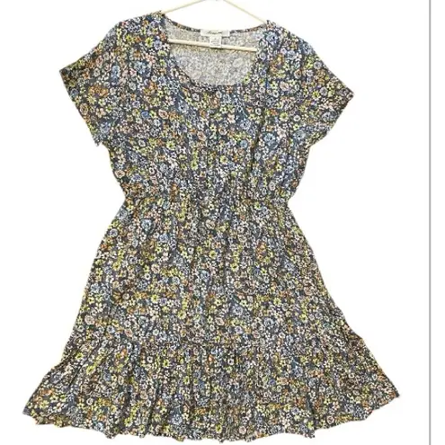 Passport Blue Floral Midi Flowy Dress size XL NWT