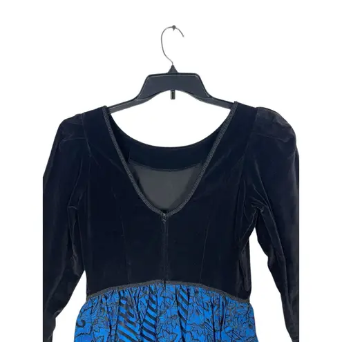 Misty Lane 80s Velvet Floral Dress 7/8 Black Blue Union Made Cosplay Renaissance Size undefined