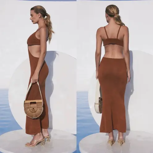 Cult Gaia NWT Serita cutout knit cotton-blend maxi dress in Amber size L large