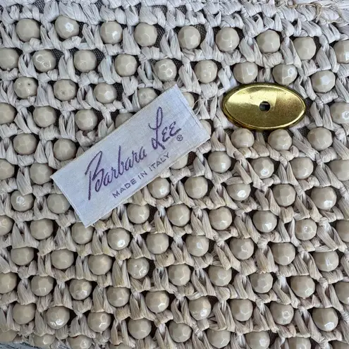 VTG Barbara Lee Purse Cream Beaded Rattan Straw Clutch Small Made in Italy