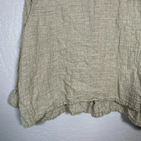 Flax Women Plus Size 2G 22/ 24 Beige Linen Blouse Woven Button Front Lagenlook
